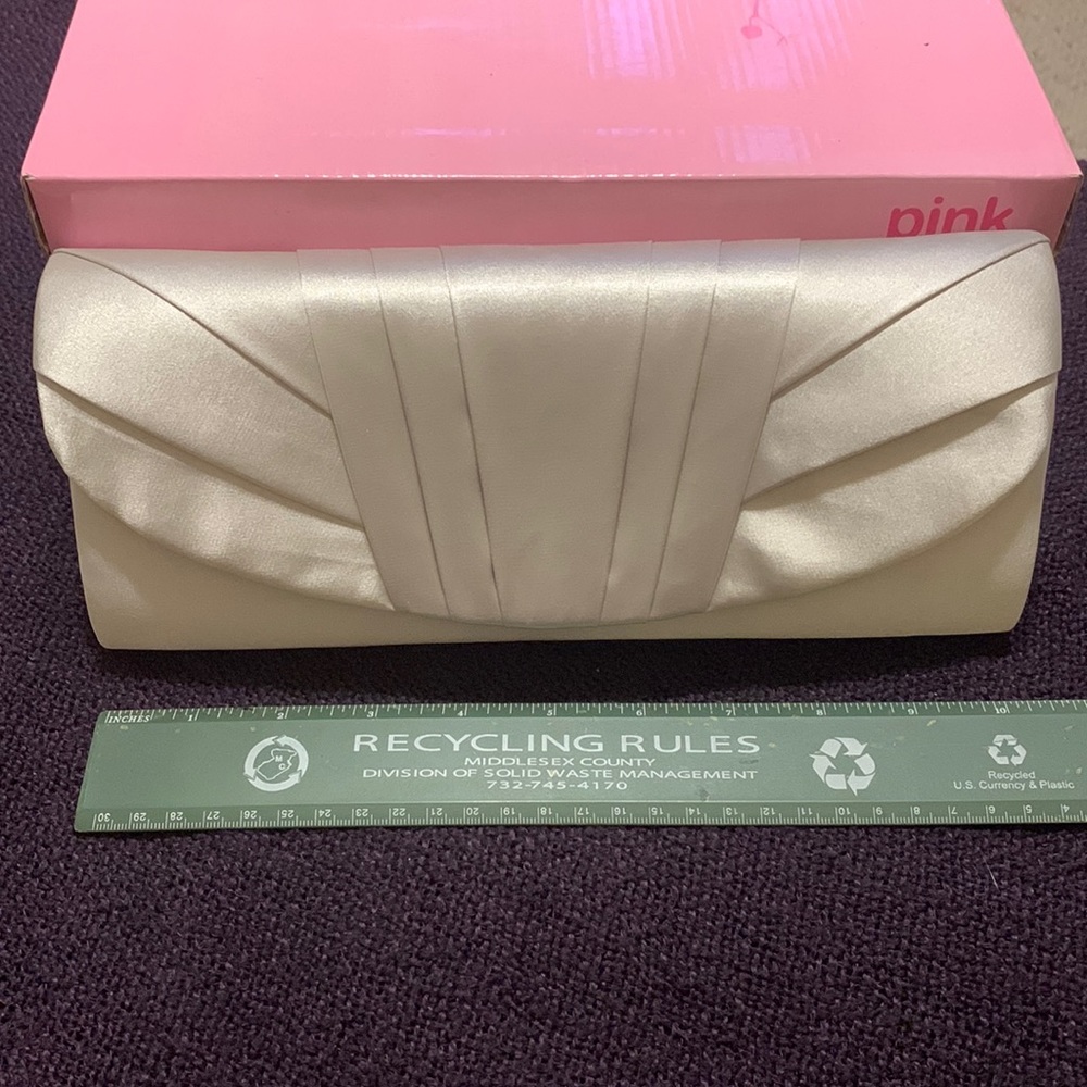Silver clutch purse with shoulder strap